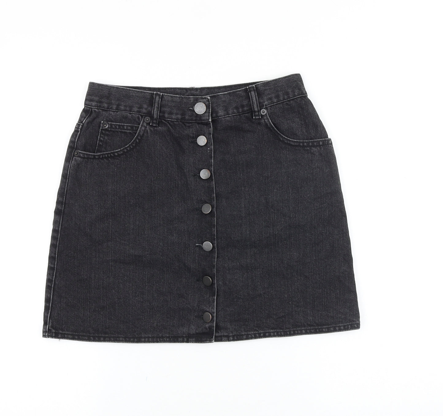 ASOS Womens Black Cotton Straight & Pencil Skirt Size 10 Button