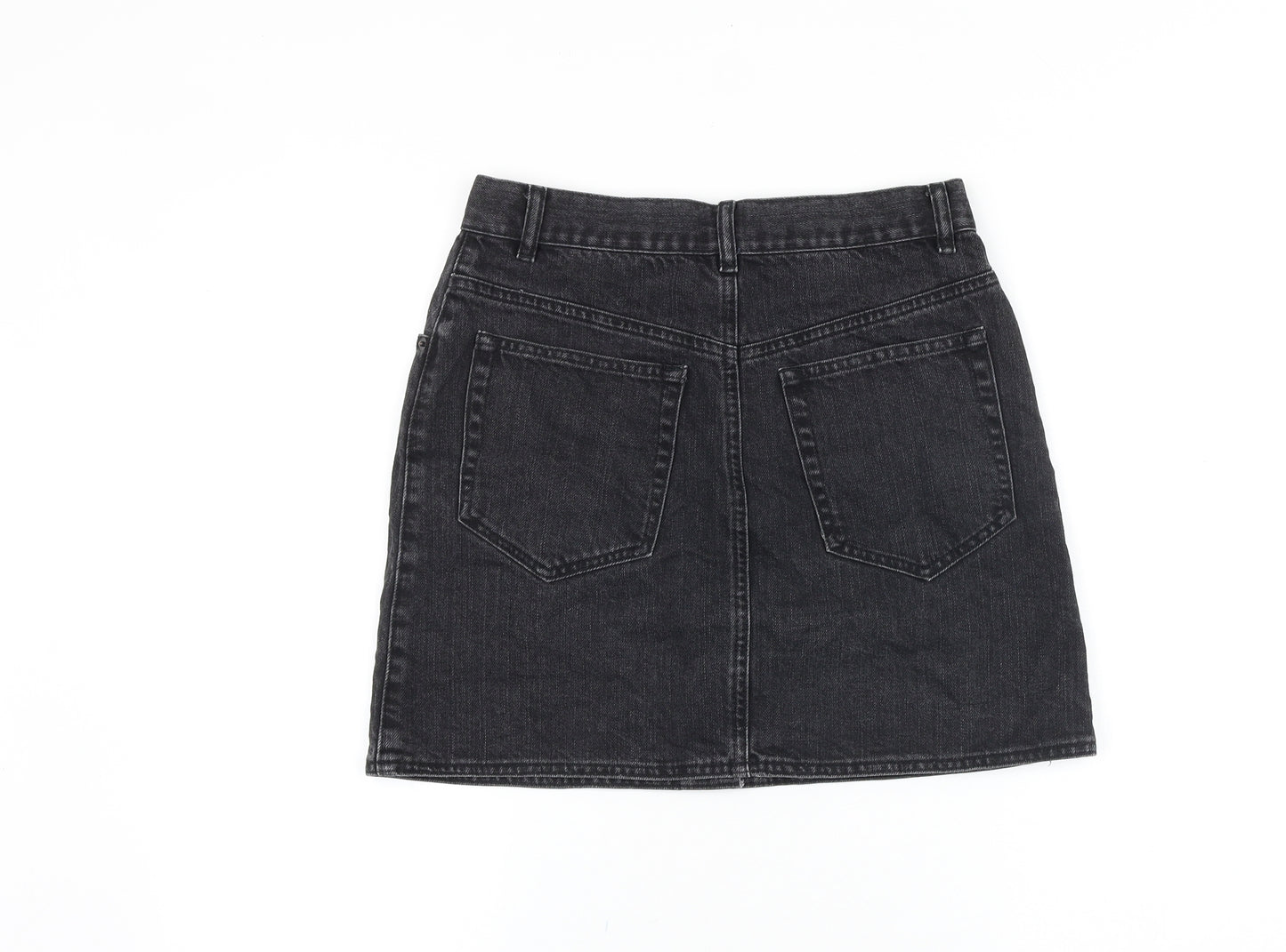 ASOS Womens Black Cotton Straight & Pencil Skirt Size 10 Button