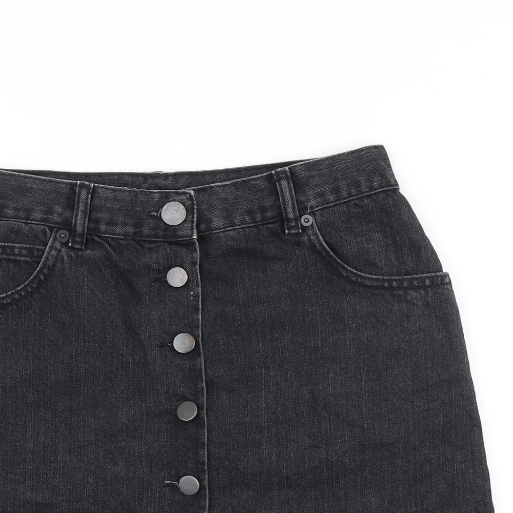ASOS Womens Black Cotton Straight & Pencil Skirt Size 10 Button