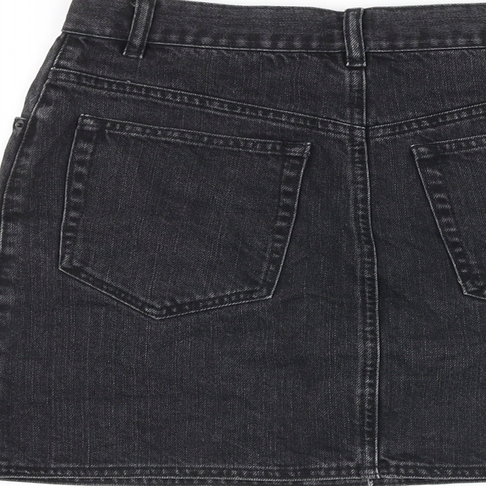 ASOS Womens Black Cotton Straight & Pencil Skirt Size 10 Button