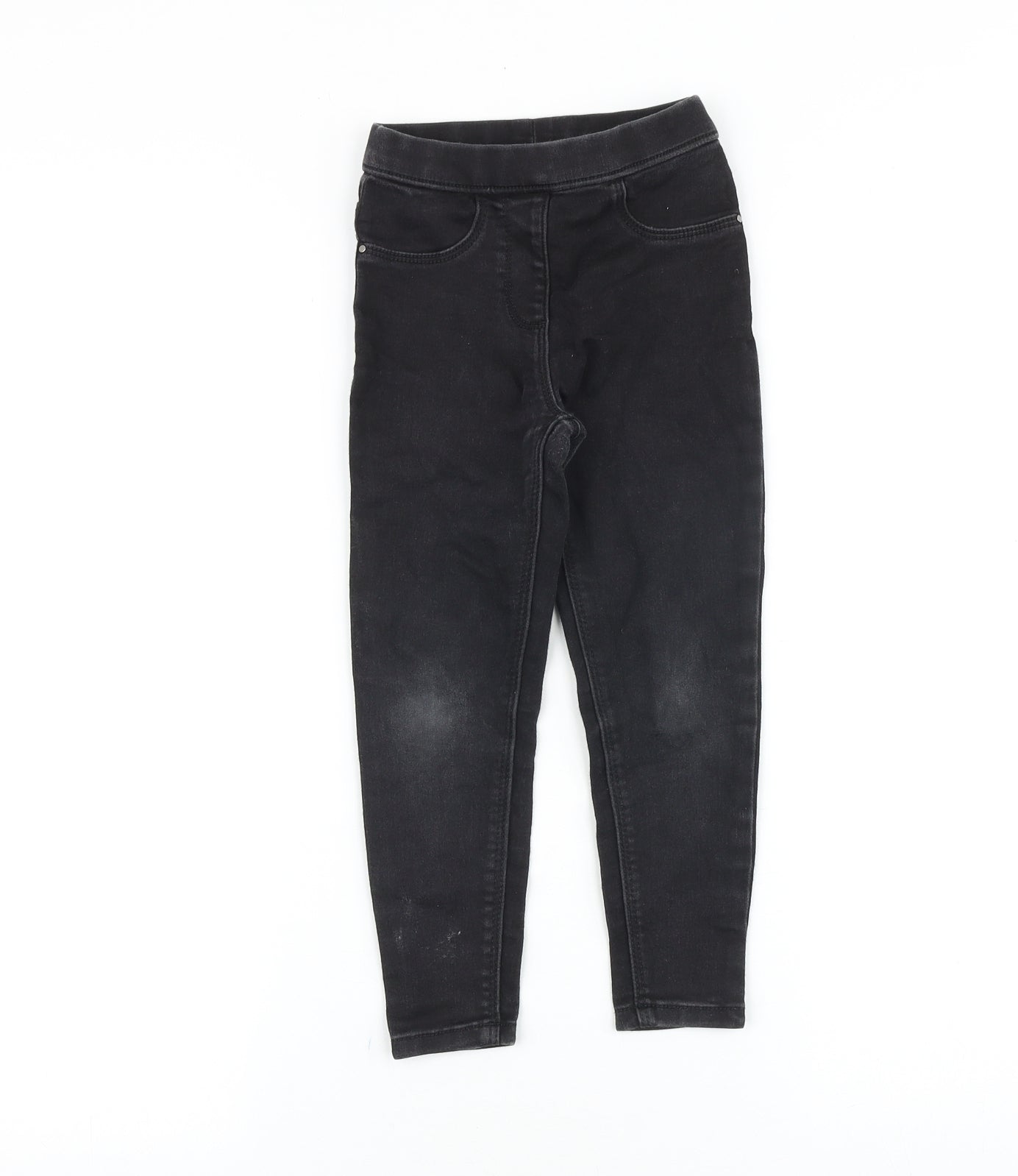 George Girls Black Cotton Jegging Jeans Size 4-5 Years Slim Pullover