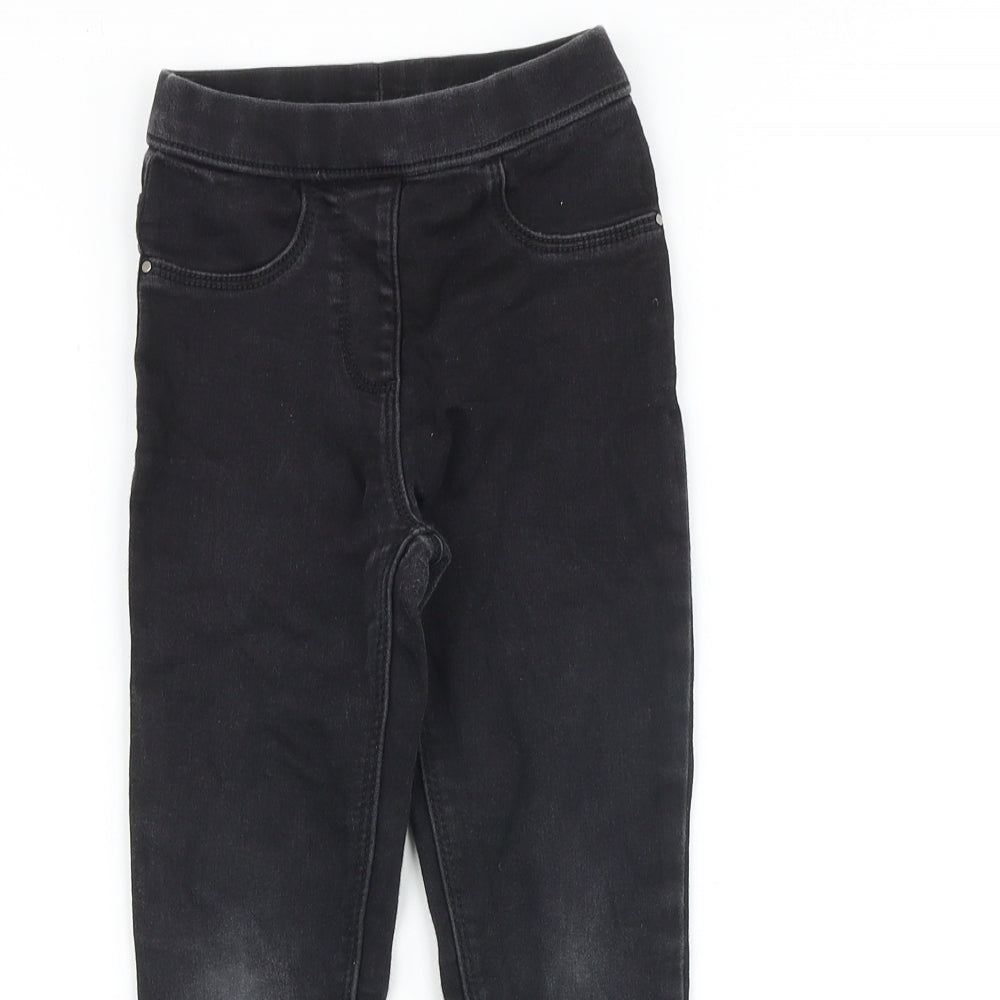 George Girls Black Cotton Jegging Jeans Size 4-5 Years Slim Pullover