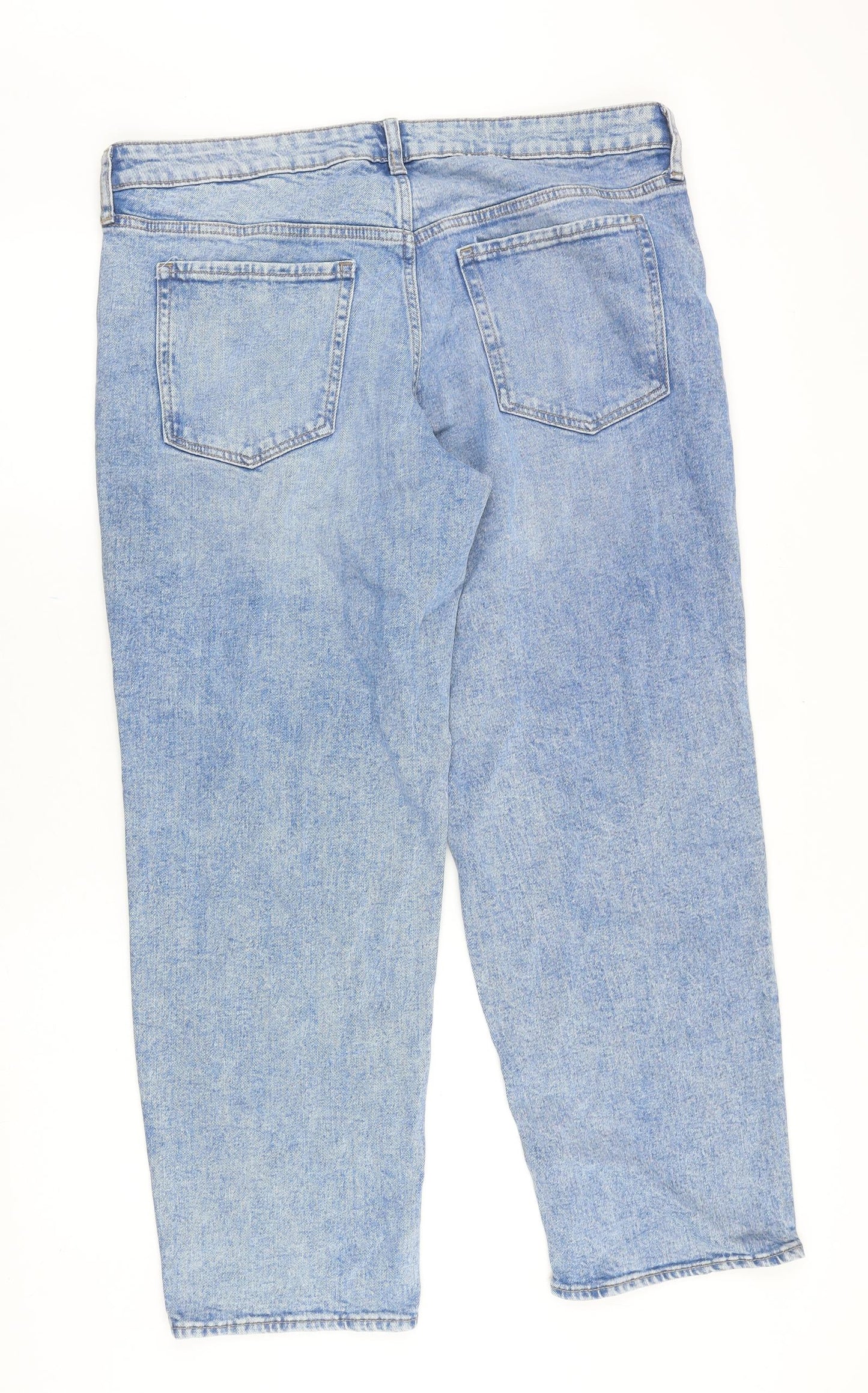 Old Navy Womens Blue Cotton Straight Jeans Size 14 Regular Zip - Loose Fit