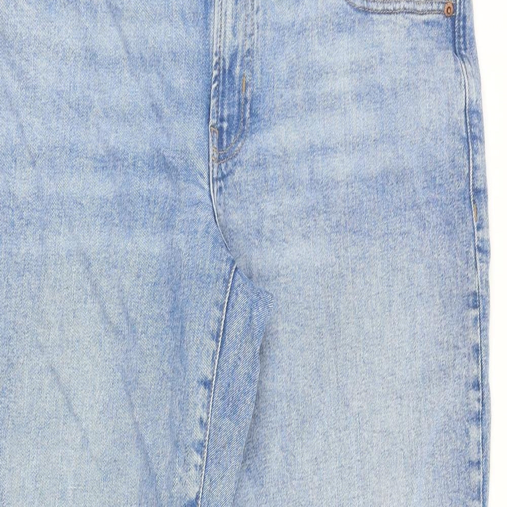 Old Navy Womens Blue Cotton Straight Jeans Size 14 Regular Zip - Loose Fit