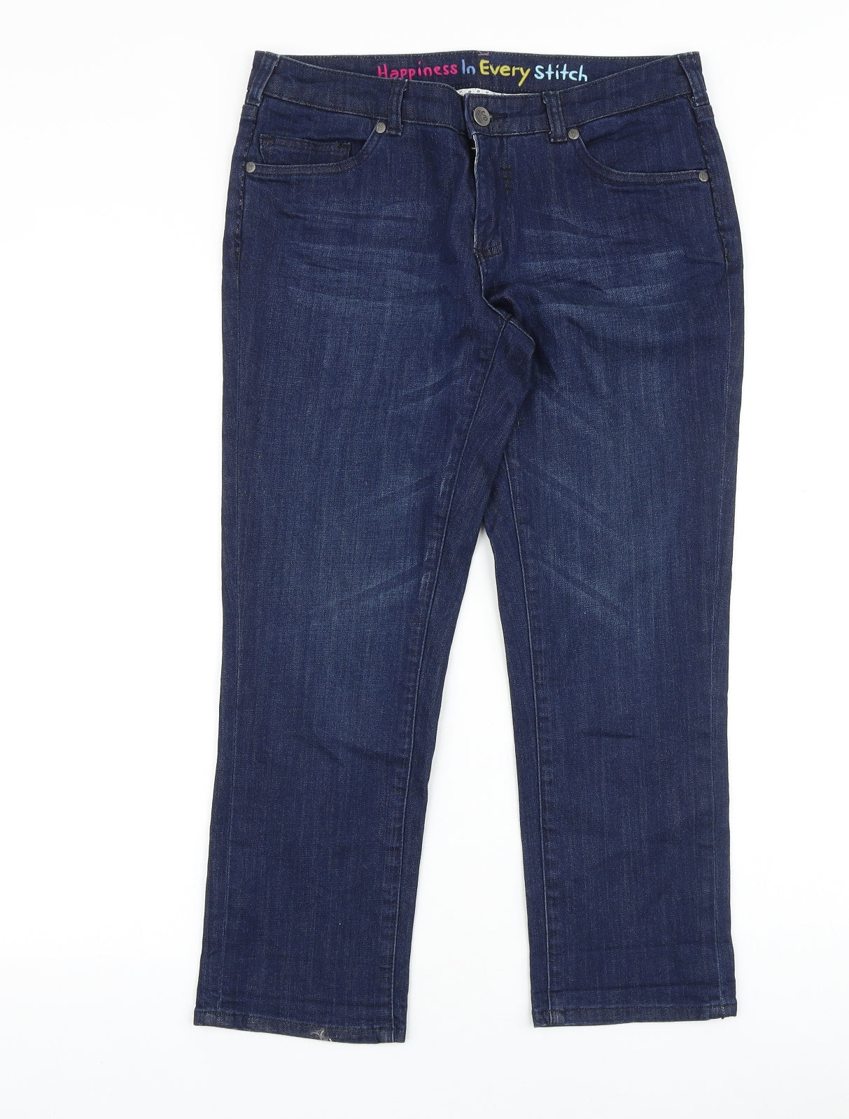 White Stuff Womens Blue Cotton Straight Jeans Size 10 Regular Zip