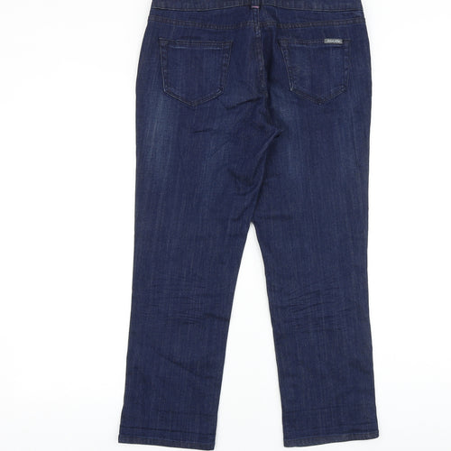 White Stuff Womens Blue Cotton Straight Jeans Size 10 Regular Zip
