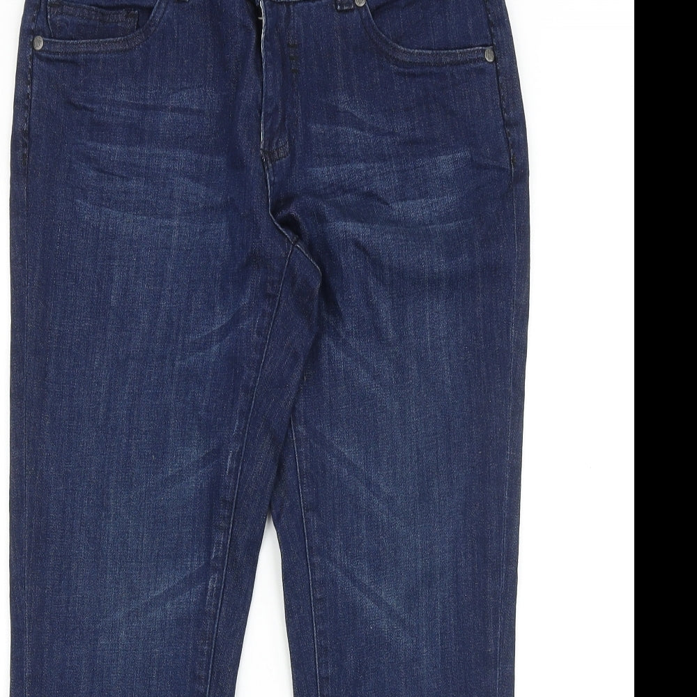 White Stuff Womens Blue Cotton Straight Jeans Size 10 Regular Zip