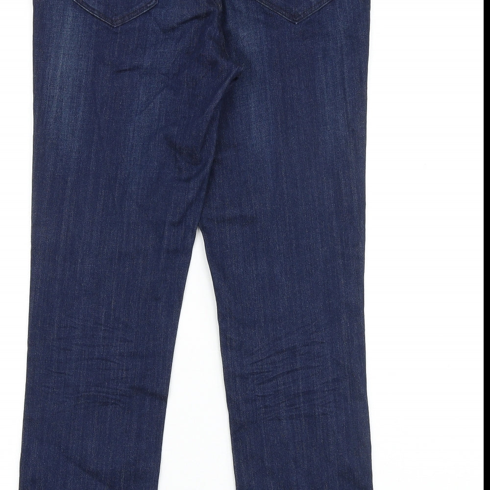 White Stuff Womens Blue Cotton Straight Jeans Size 10 Regular Zip