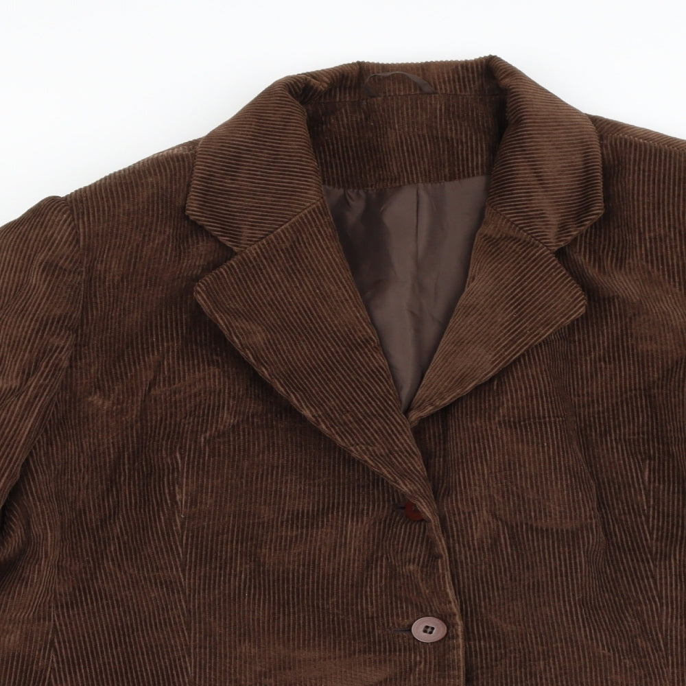 Preworn Womens Brown Jacket Blazer Size 22 Button