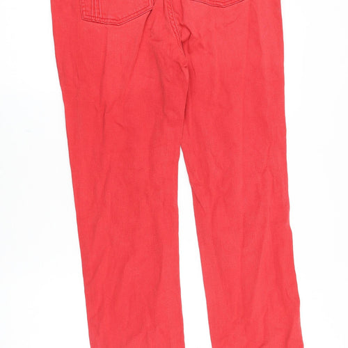 Marks and Spencer Womens Red Cotton Straight Jeans Size 14 Slim Zip