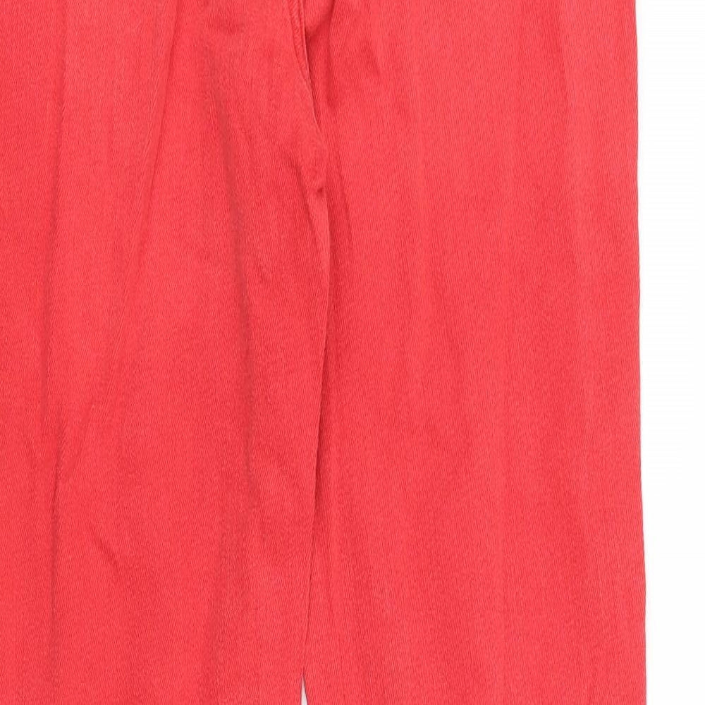 Marks and Spencer Womens Red Cotton Straight Jeans Size 14 Slim Zip