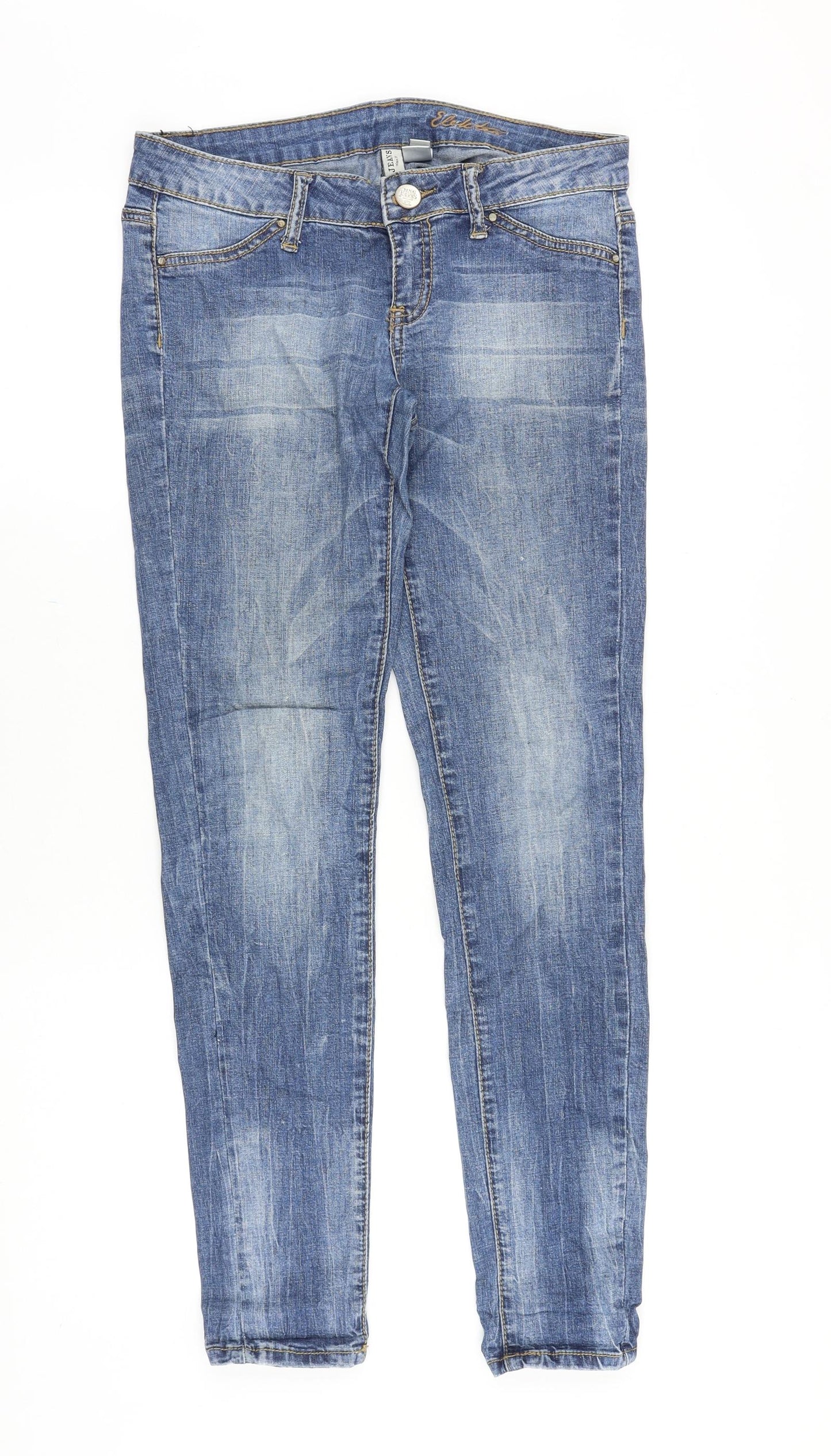 Mango Womens Blue Cotton Skinny Jeans Size 12 Slim Zip