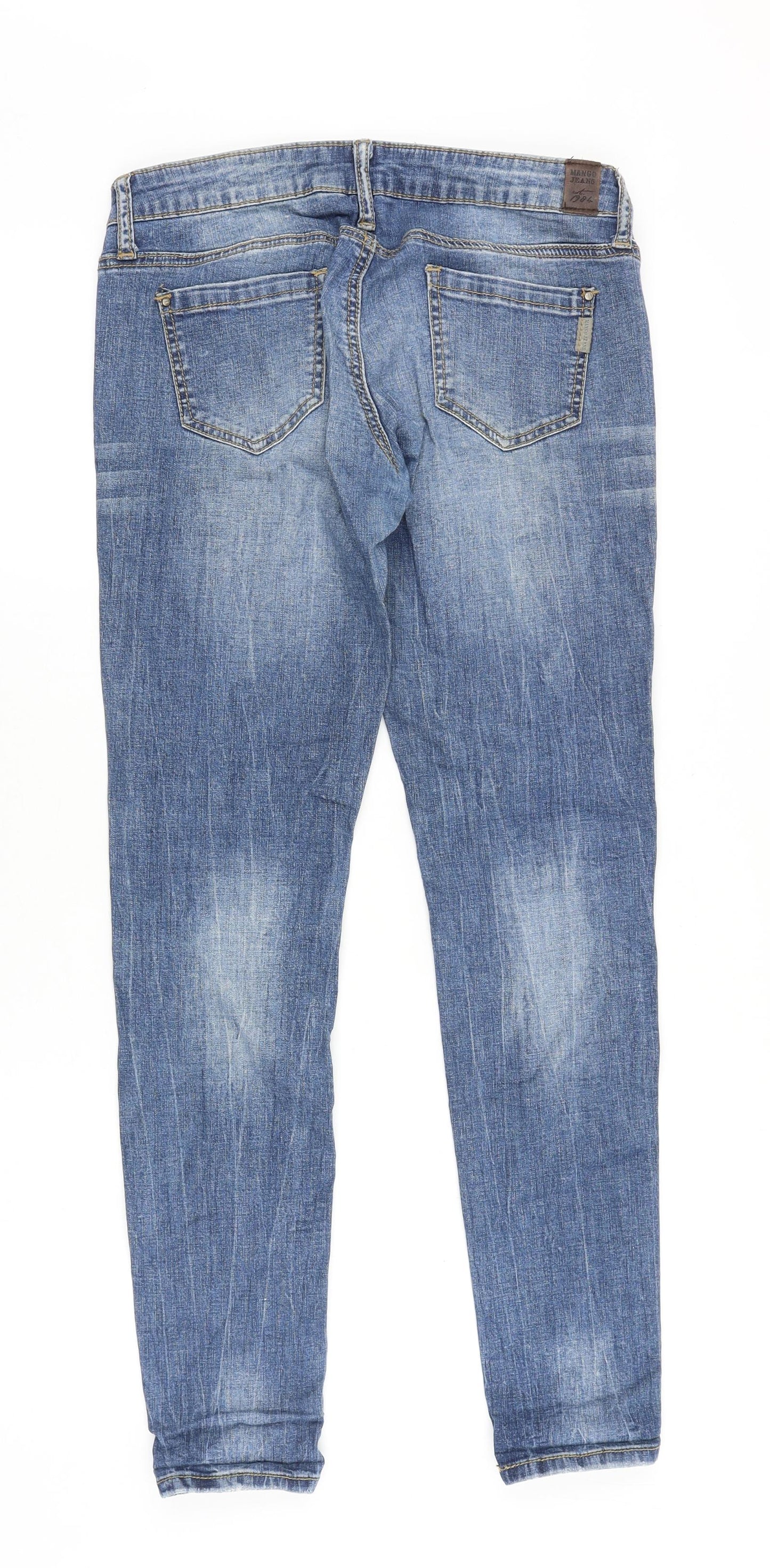 Mango Womens Blue Cotton Skinny Jeans Size 12 Slim Zip