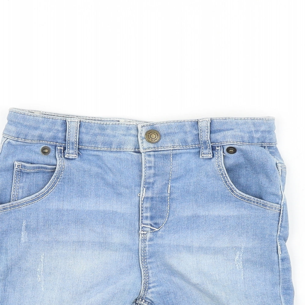 Primark Baby Blue Cotton Cropped Jeans Size 18-24 Months L50 cm Zip