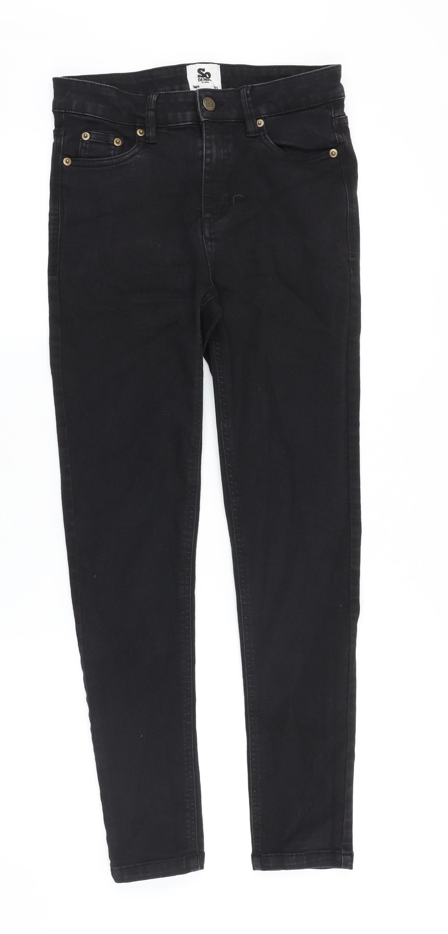 SO denim Womens Black Cotton Skinny Jeans Size 10 Slim Zip