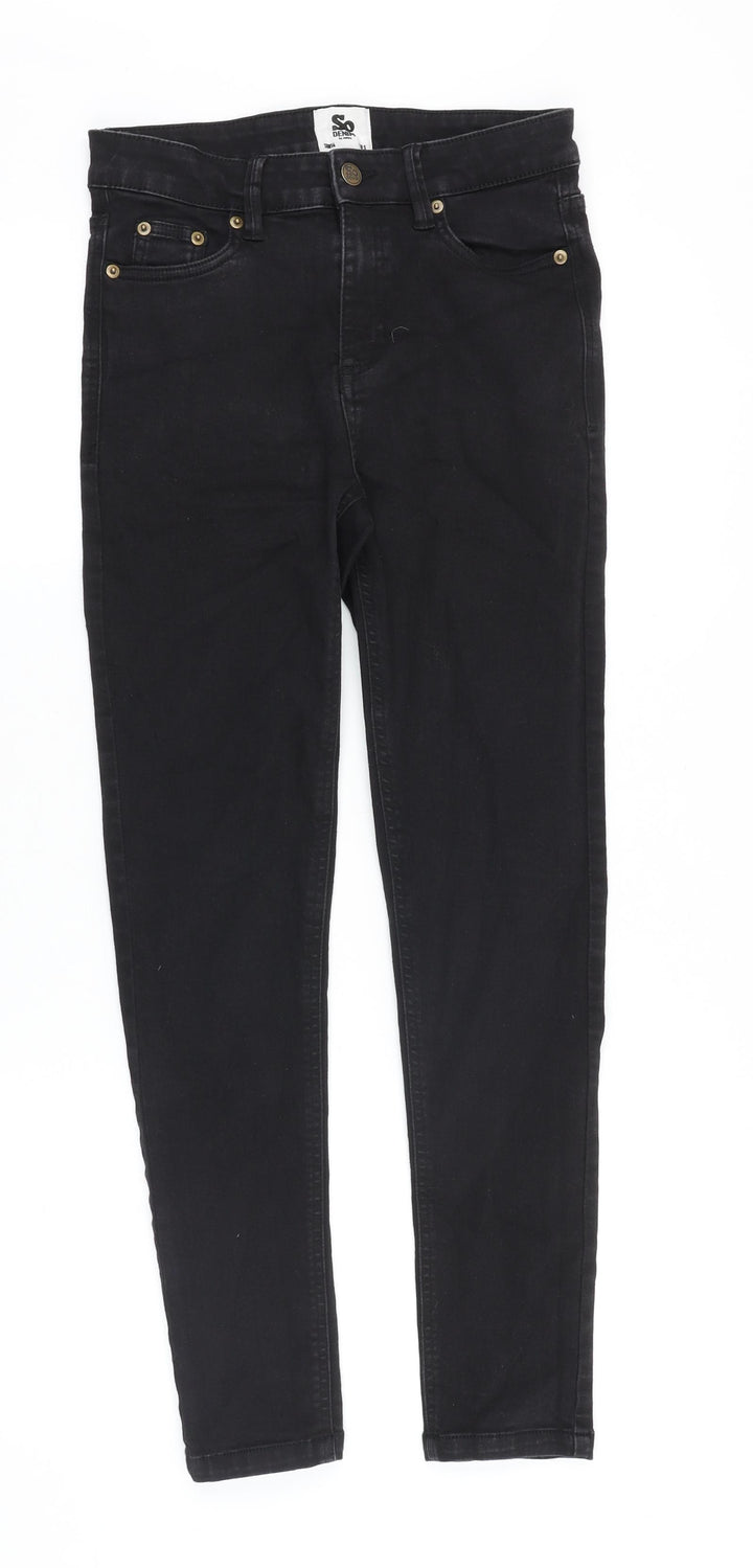 SO denim Womens Black Cotton Skinny Jeans Size 10 Slim Zip