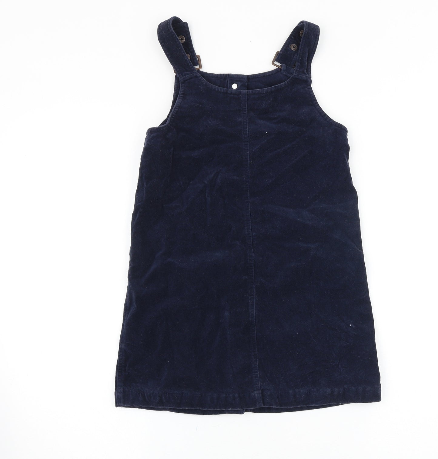 Marks and Spencer Girls Blue Cotton Pinafore/Dungaree Dress Size 8-9 Years Square Neck Buckle