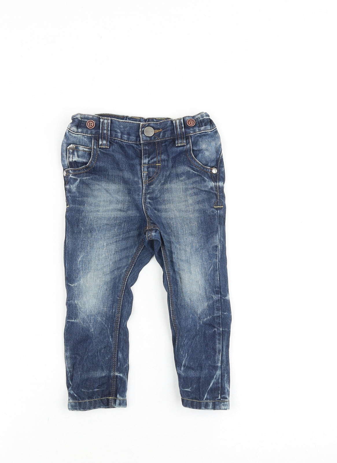 NEXT Baby Blue Cotton Jogger Jeans Size 12-18 Months L50 cm Zip