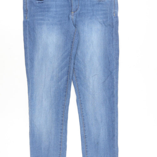 Denim & Co. Womens Blue Cotton Straight Jeans Size 12 Slim Zip