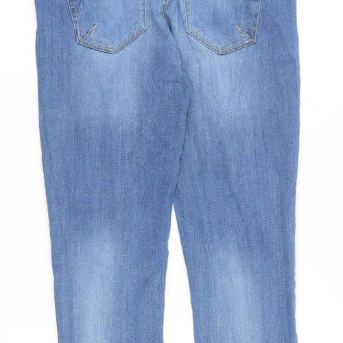 Denim & Co. Womens Blue Cotton Straight Jeans Size 12 Slim Zip