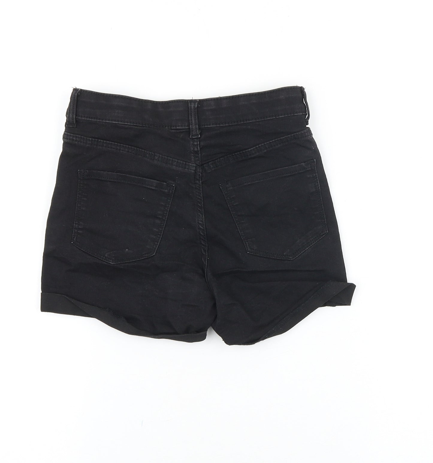&Denim Girls Black Cotton Mom Shorts Size 8-9 Years Regular Zip