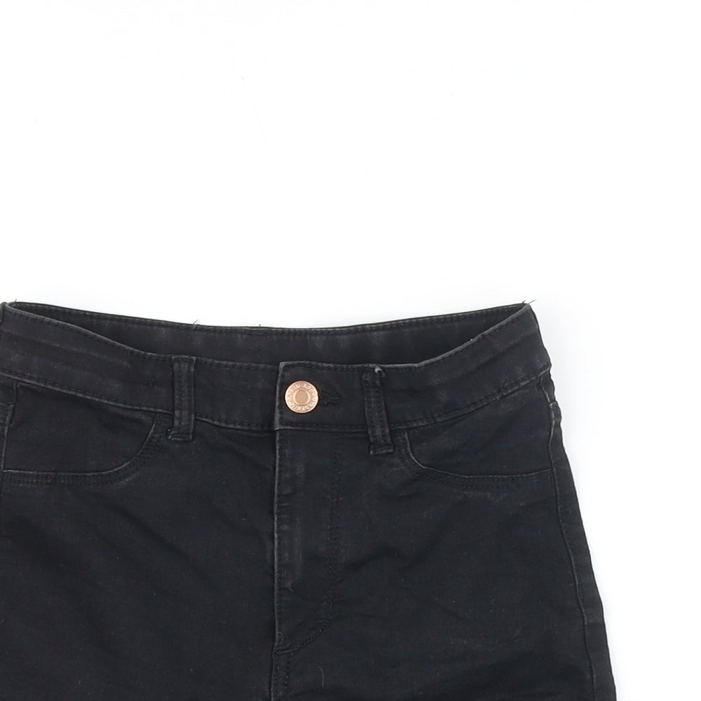 &Denim Girls Black Cotton Mom Shorts Size 8-9 Years Regular Zip