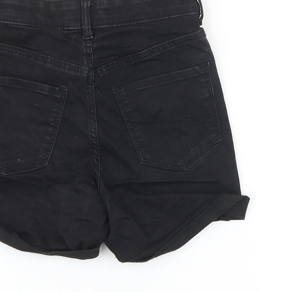&Denim Girls Black Cotton Mom Shorts Size 8-9 Years Regular Zip