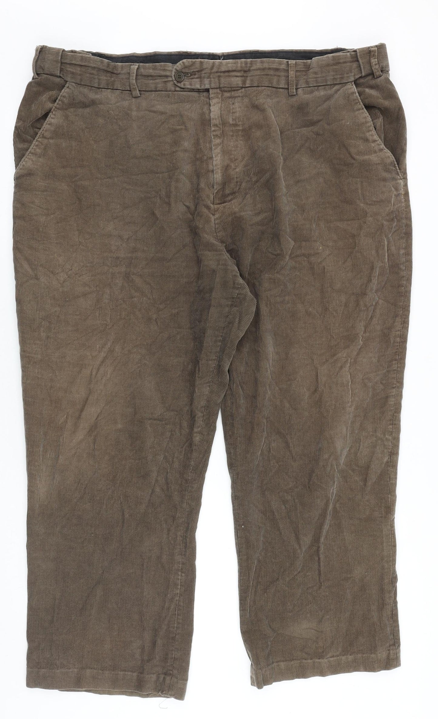 Matalan Mens Brown Cotton Trousers Size 44 in Regular Zip