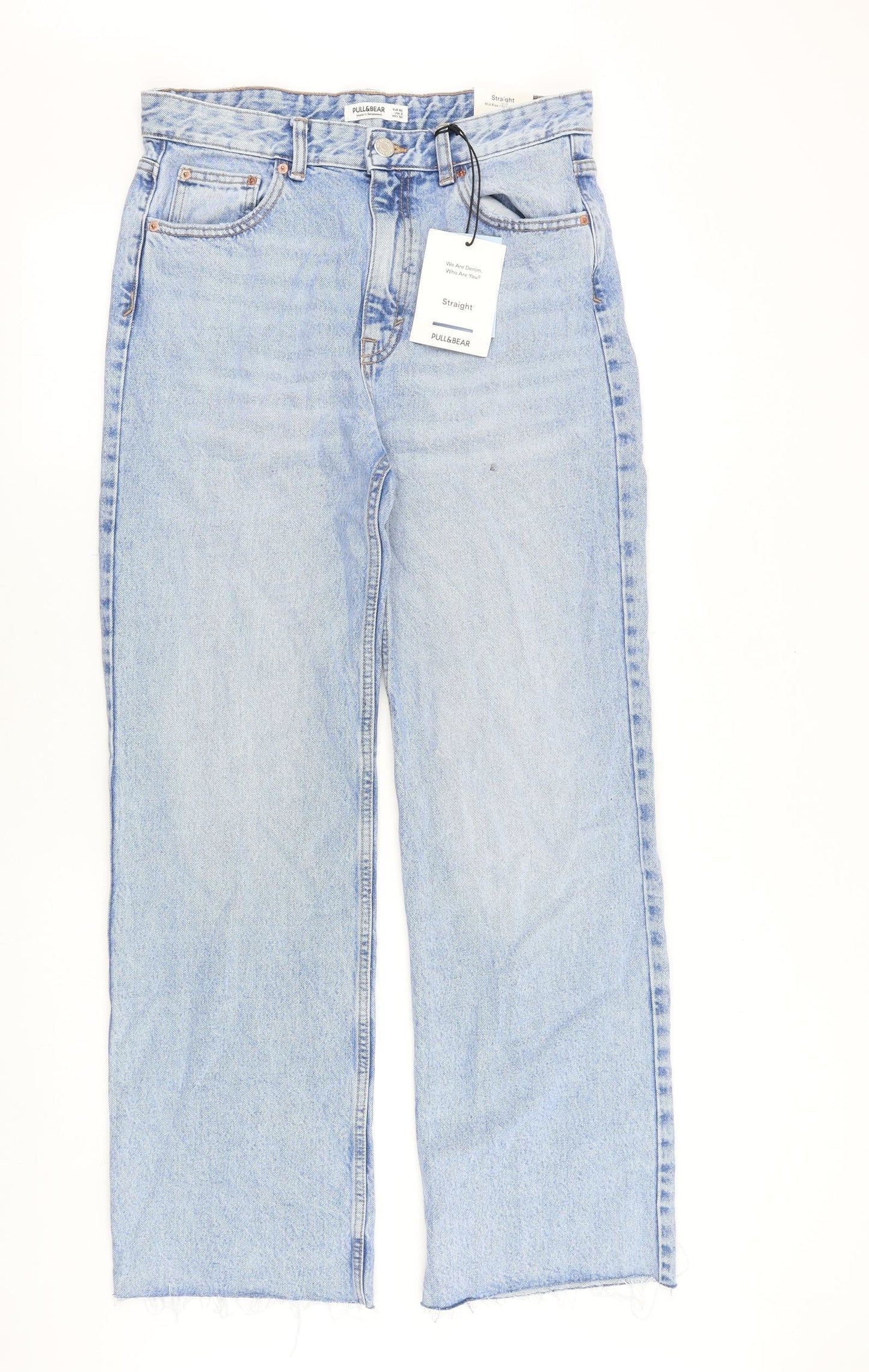 Pull&Bear Womens Blue Cotton Straight Jeans Size 10 Regular Zip