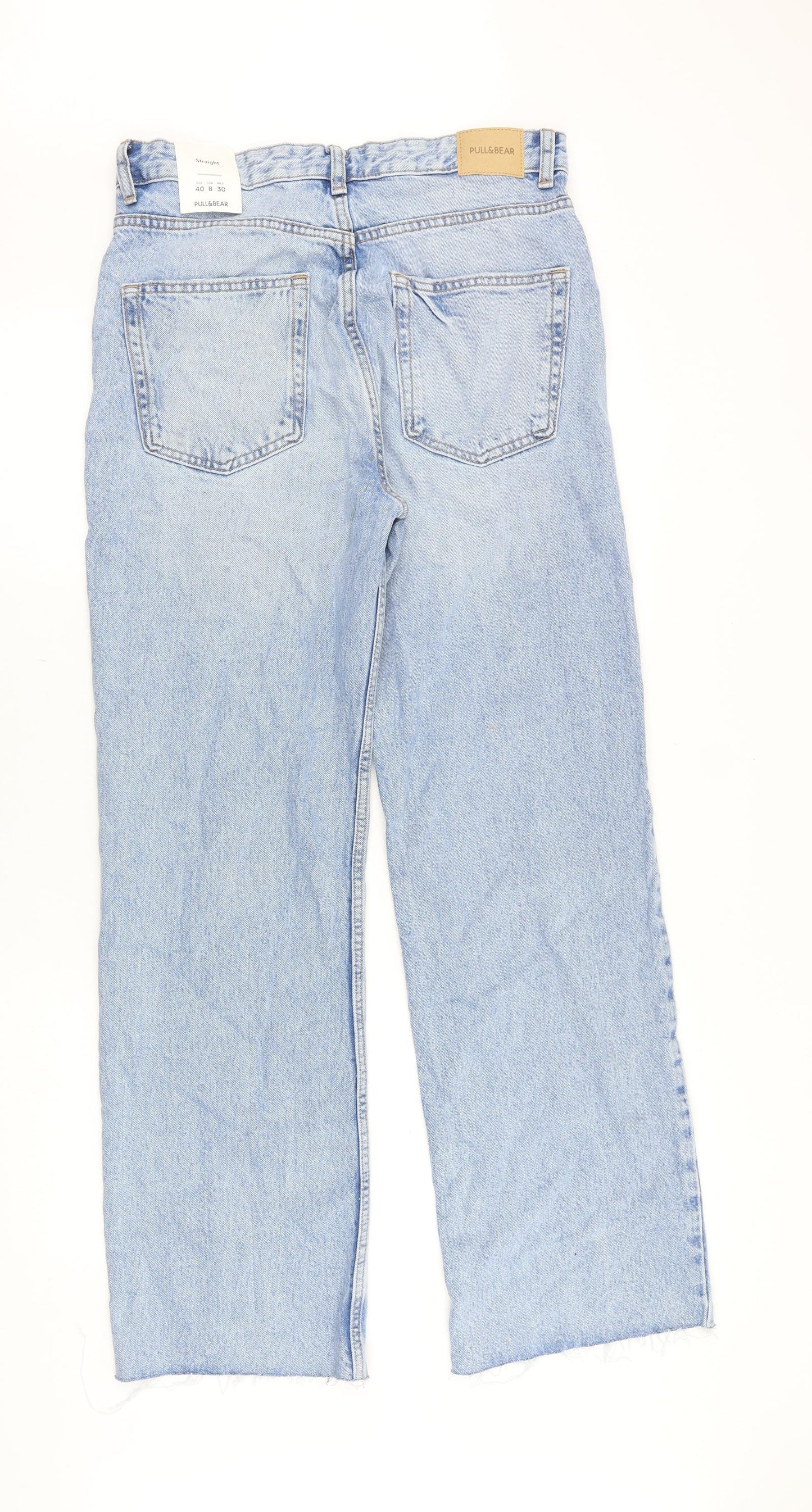Pull&Bear Womens Blue Cotton Straight Jeans Size 10 Regular Zip