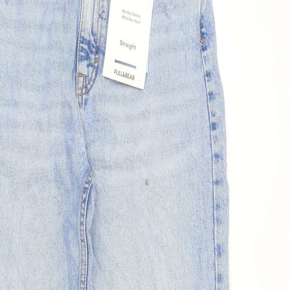 Pull&Bear Womens Blue Cotton Straight Jeans Size 10 Regular Zip