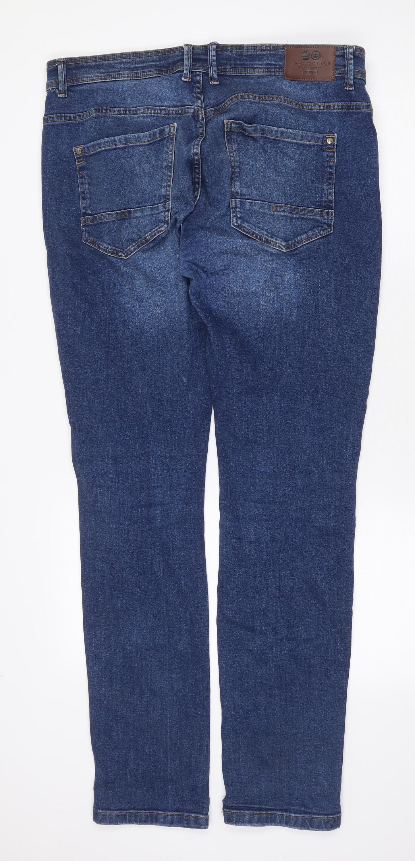 Crosshatch Mens Blue Cotton Skinny Jeans Size 38 in Regular Zip