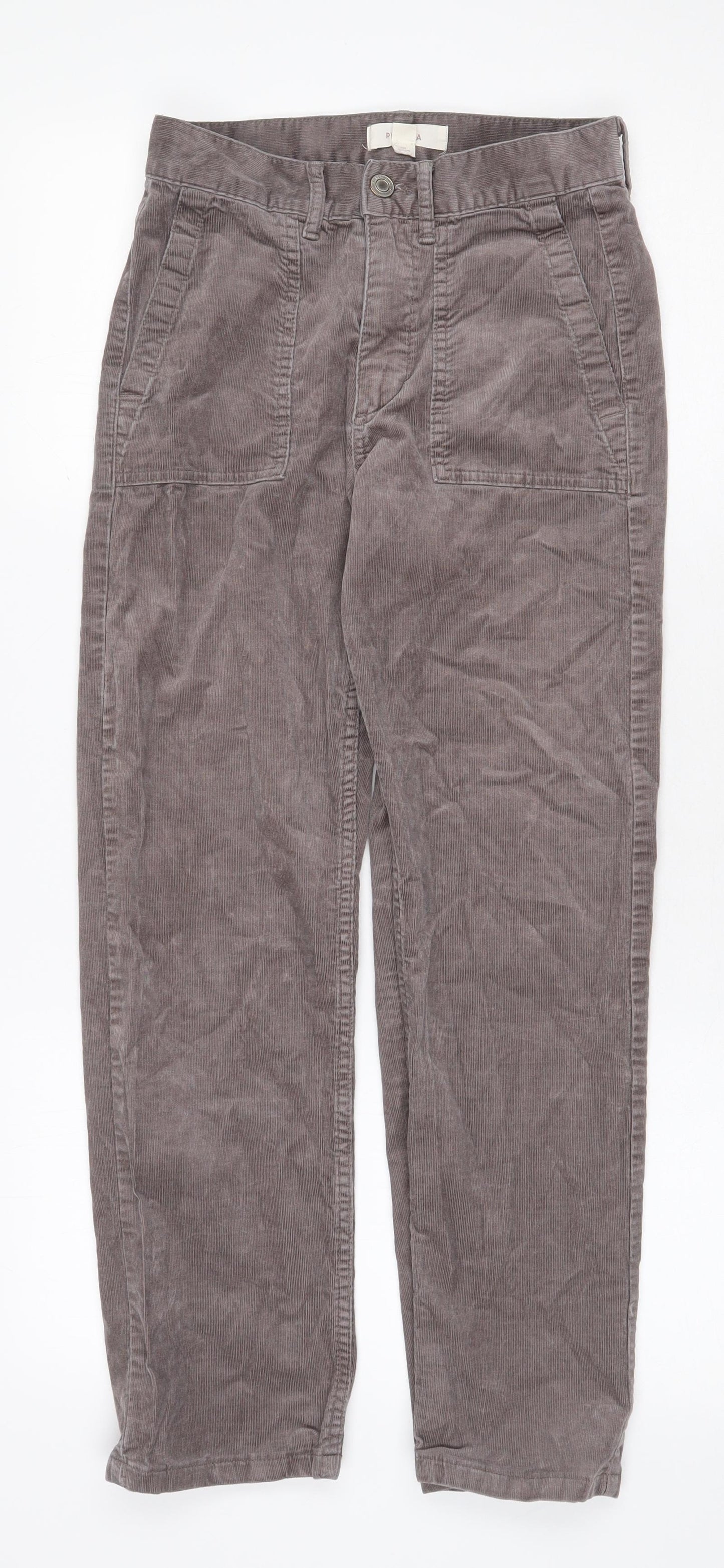 Marks and Spencer Womens Brown Cotton Trousers Size 8 Regular Zip