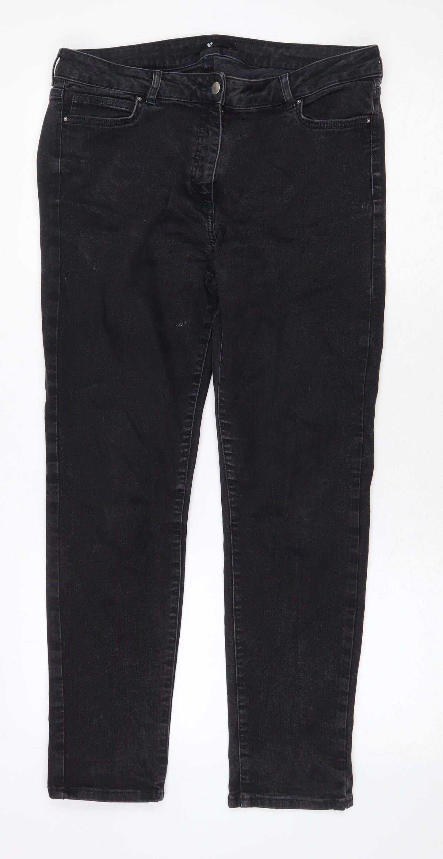 Very Womens Grey Cotton Straight Jeans Size 14 Regular Zip