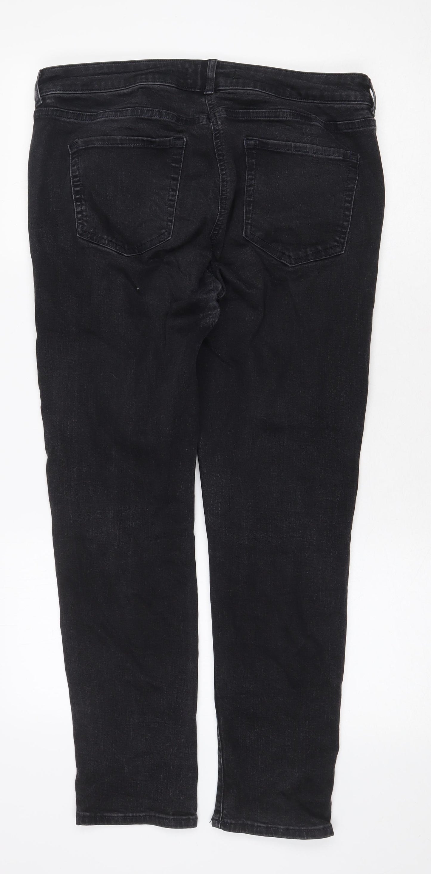 Very Womens Grey Cotton Straight Jeans Size 14 Regular Zip