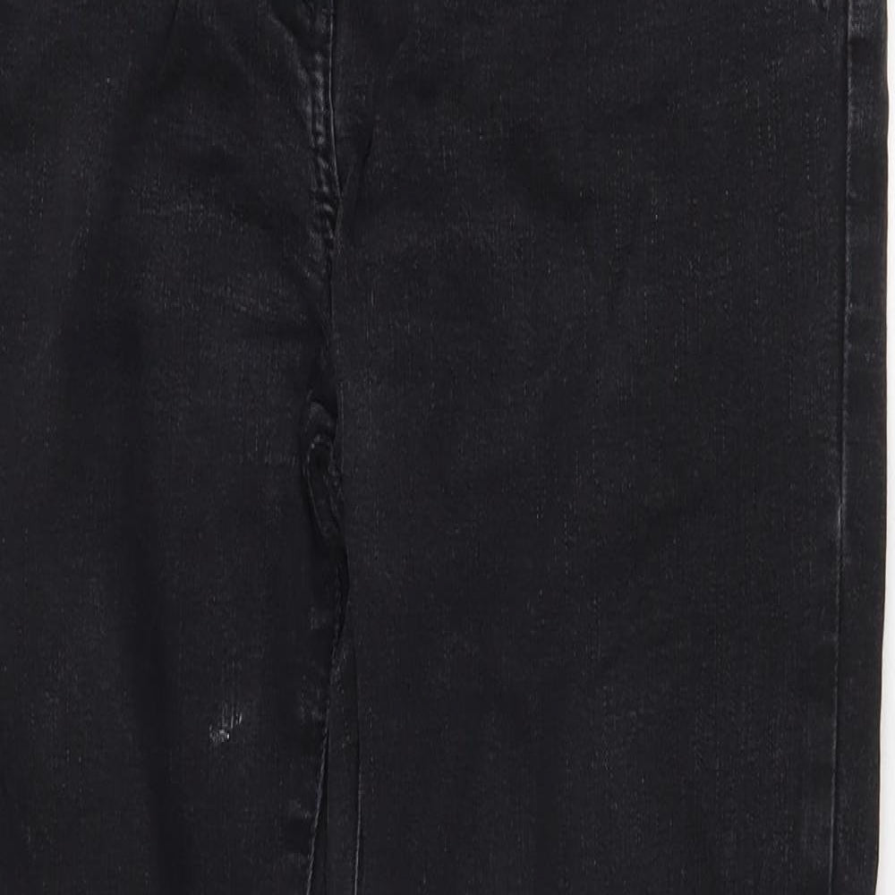 Very Womens Grey Cotton Straight Jeans Size 14 Regular Zip