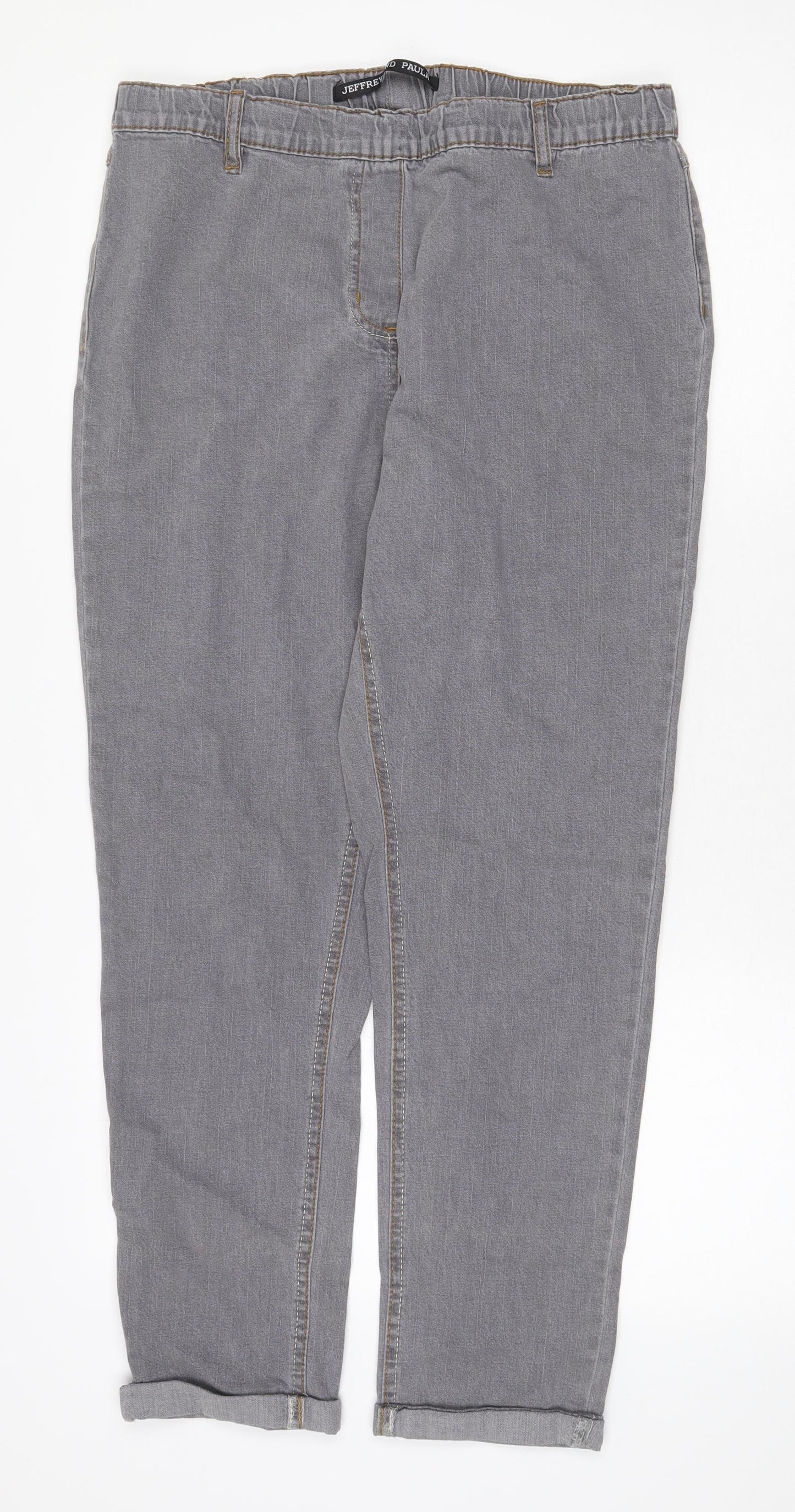 Jeffrey & Paula Womens Grey Cotton Straight Jeans Size 16 Regular