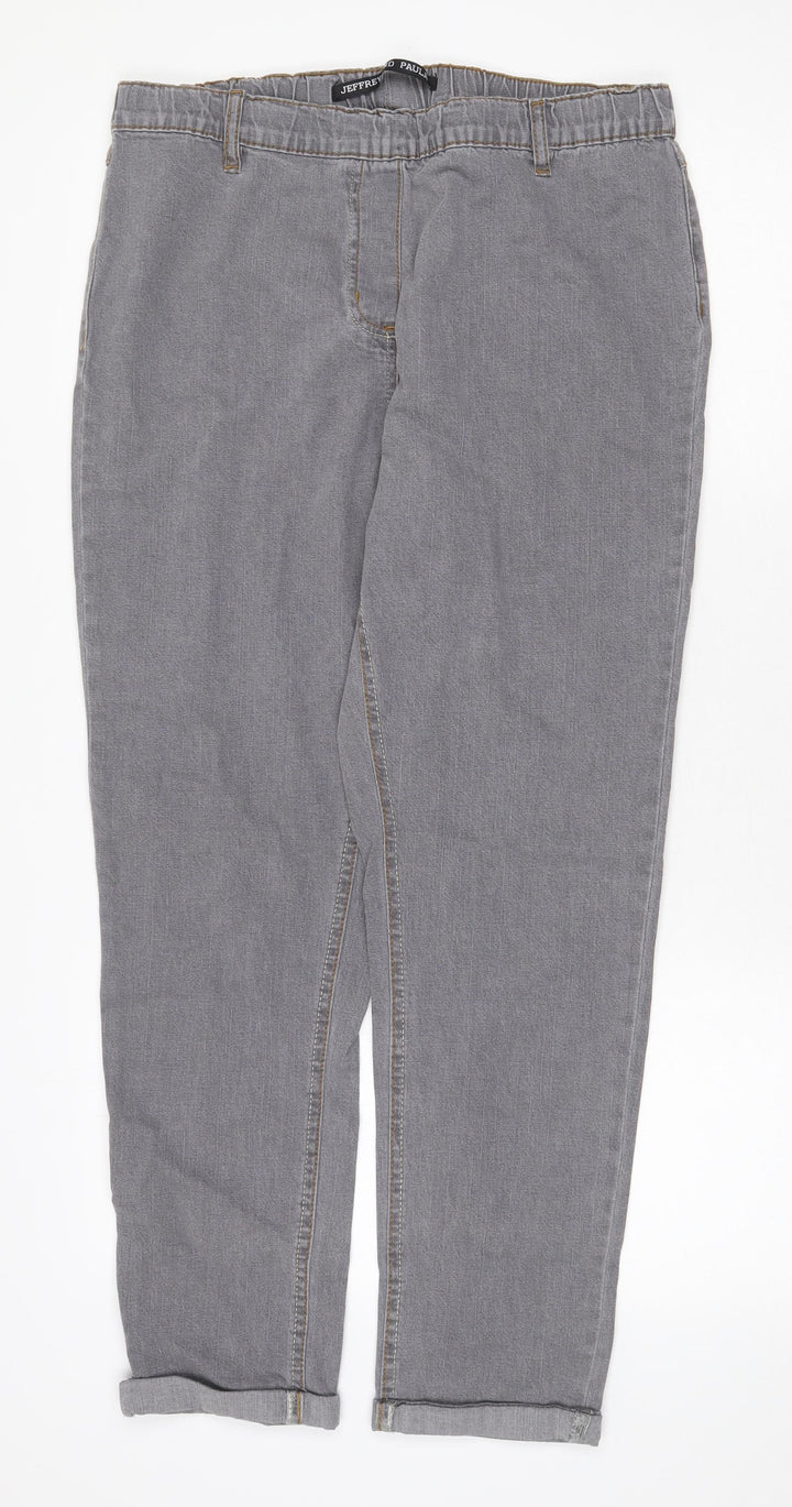 Jeffrey & Paula Womens Grey Cotton Straight Jeans Size 16 Regular