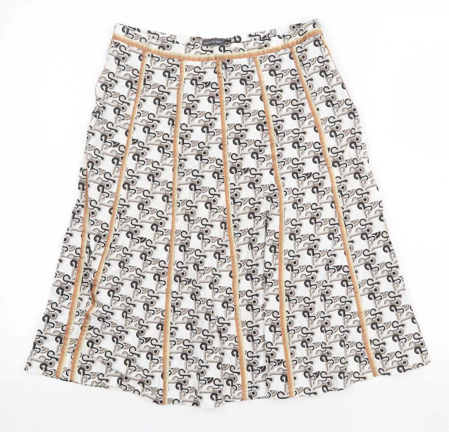 Barbara Initials Womens White Geometric Polyester Swing Skirt Size M Zip