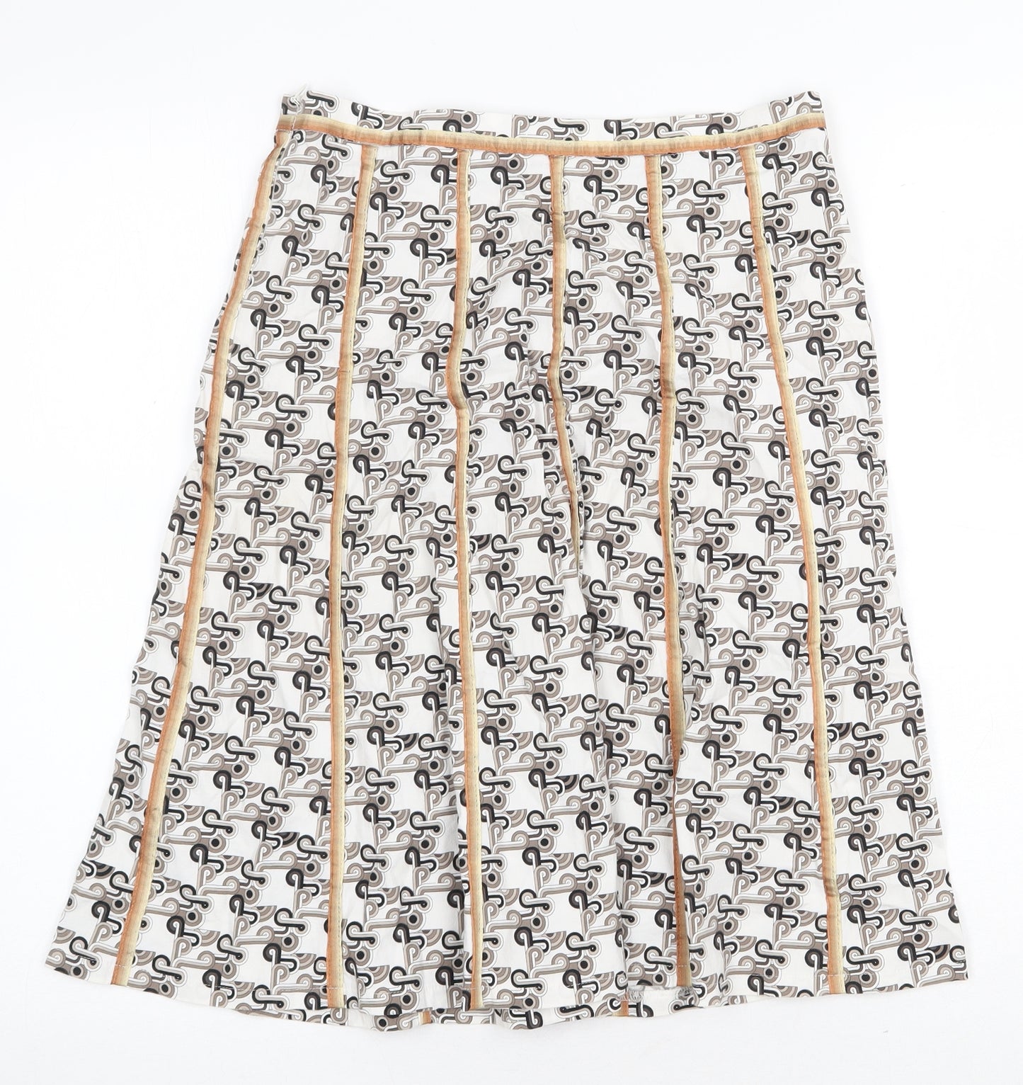 Barbara Initials Womens White Geometric Polyester Swing Skirt Size M Zip