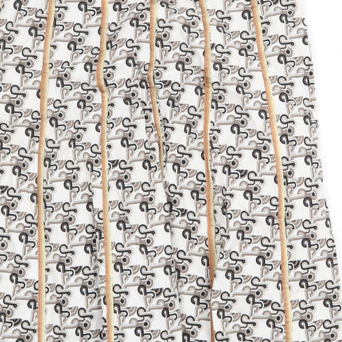 Barbara Initials Womens White Geometric Polyester Swing Skirt Size M Zip