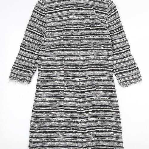 Mango Womens Grey Striped Acrylic Sheath Size XS Round Neck Zip