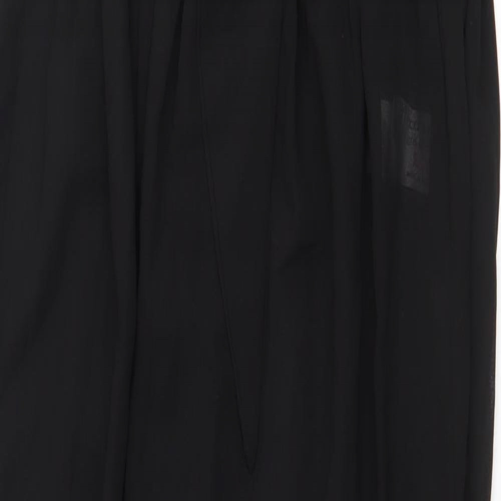 Boohoo Womens Black Polyester Maxi Size L Scoop Neck Tie