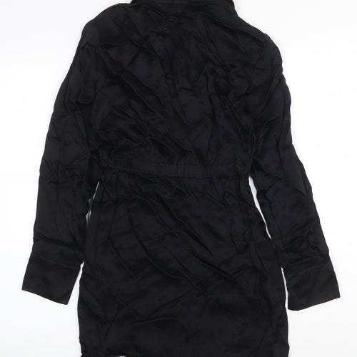 Primark Womens Black Viscose Shirt Dress Size 6 Collared Pullover