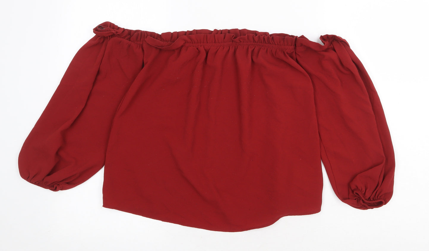 H&M Womens Red Polyester Basic Blouse Size 10 Off the Shoulder - Bardot