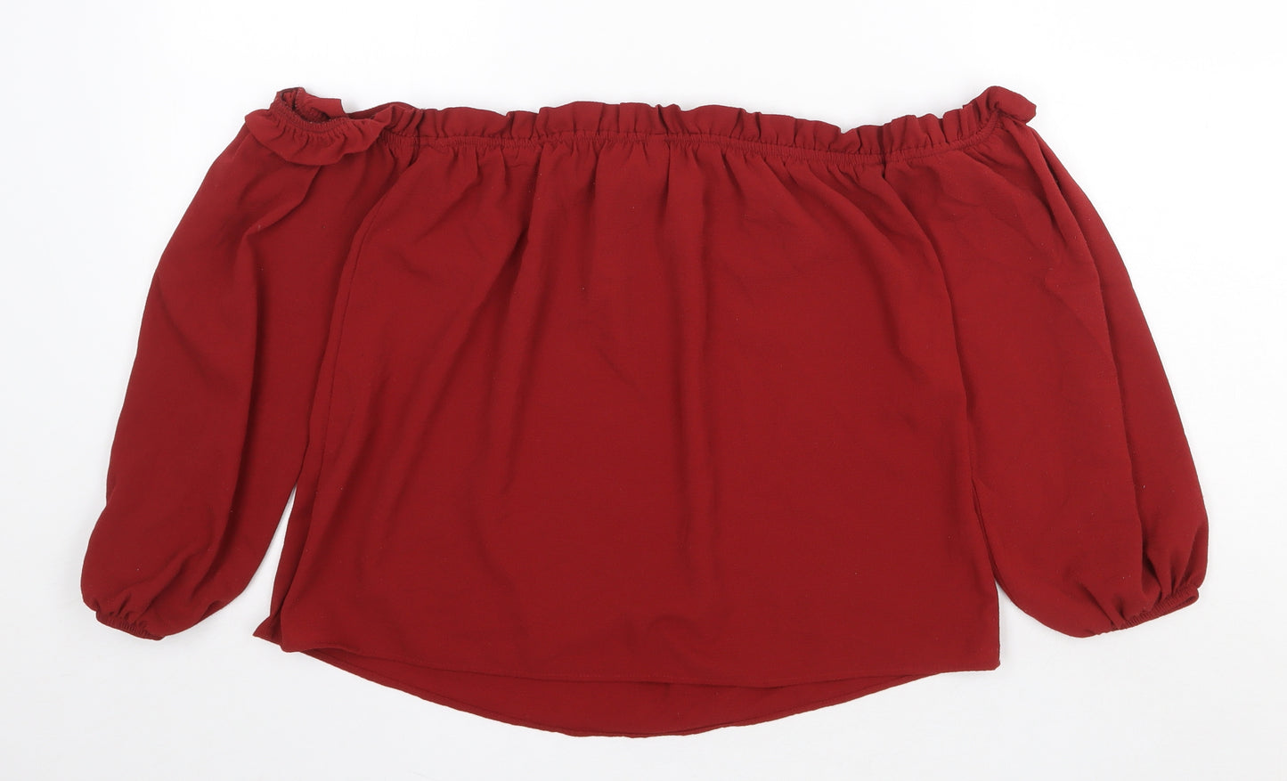 H&M Womens Red Polyester Basic Blouse Size 10 Off the Shoulder - Bardot