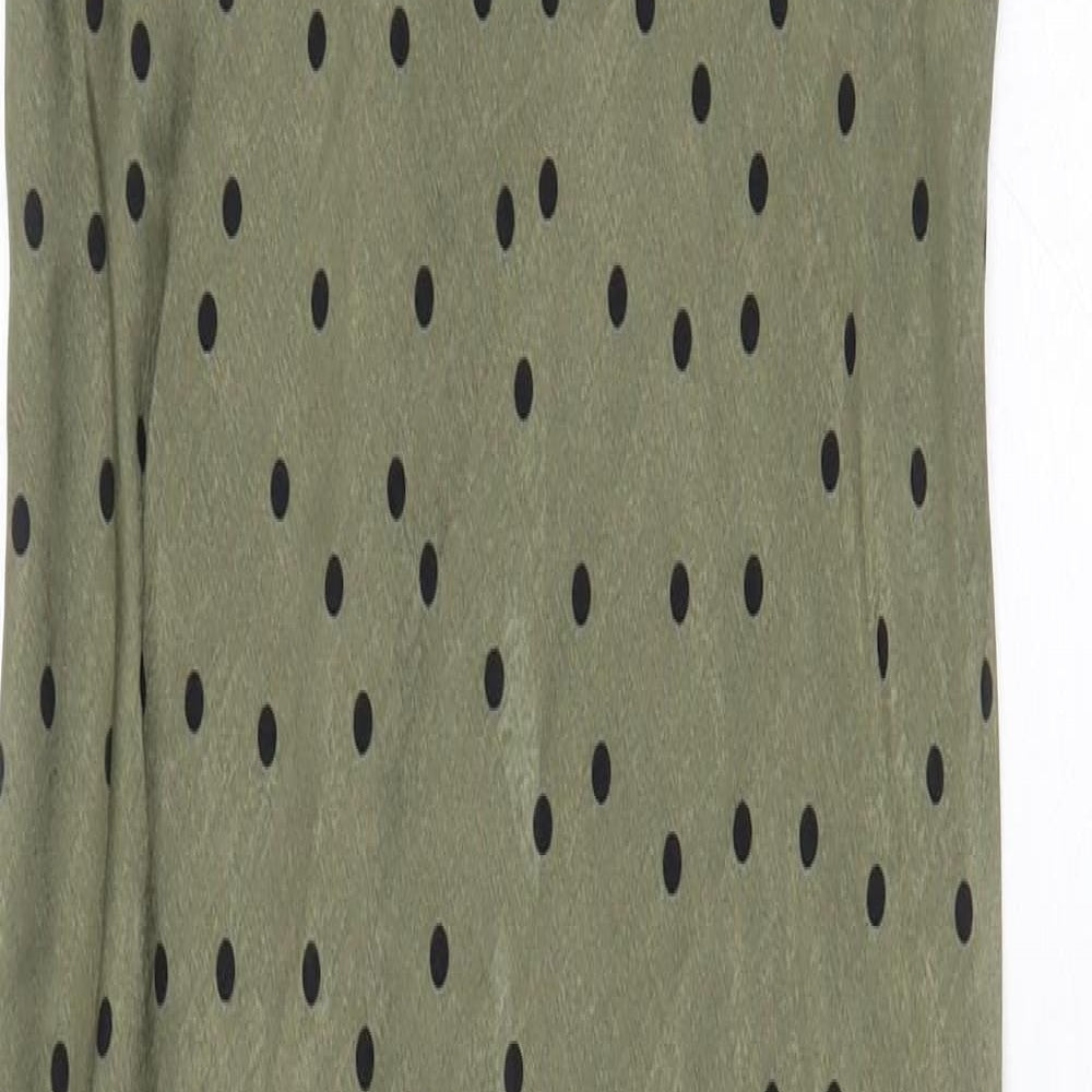 Zara Womens Green Polka Dot Polyester Maxi Size XS V-Neck Pullover
