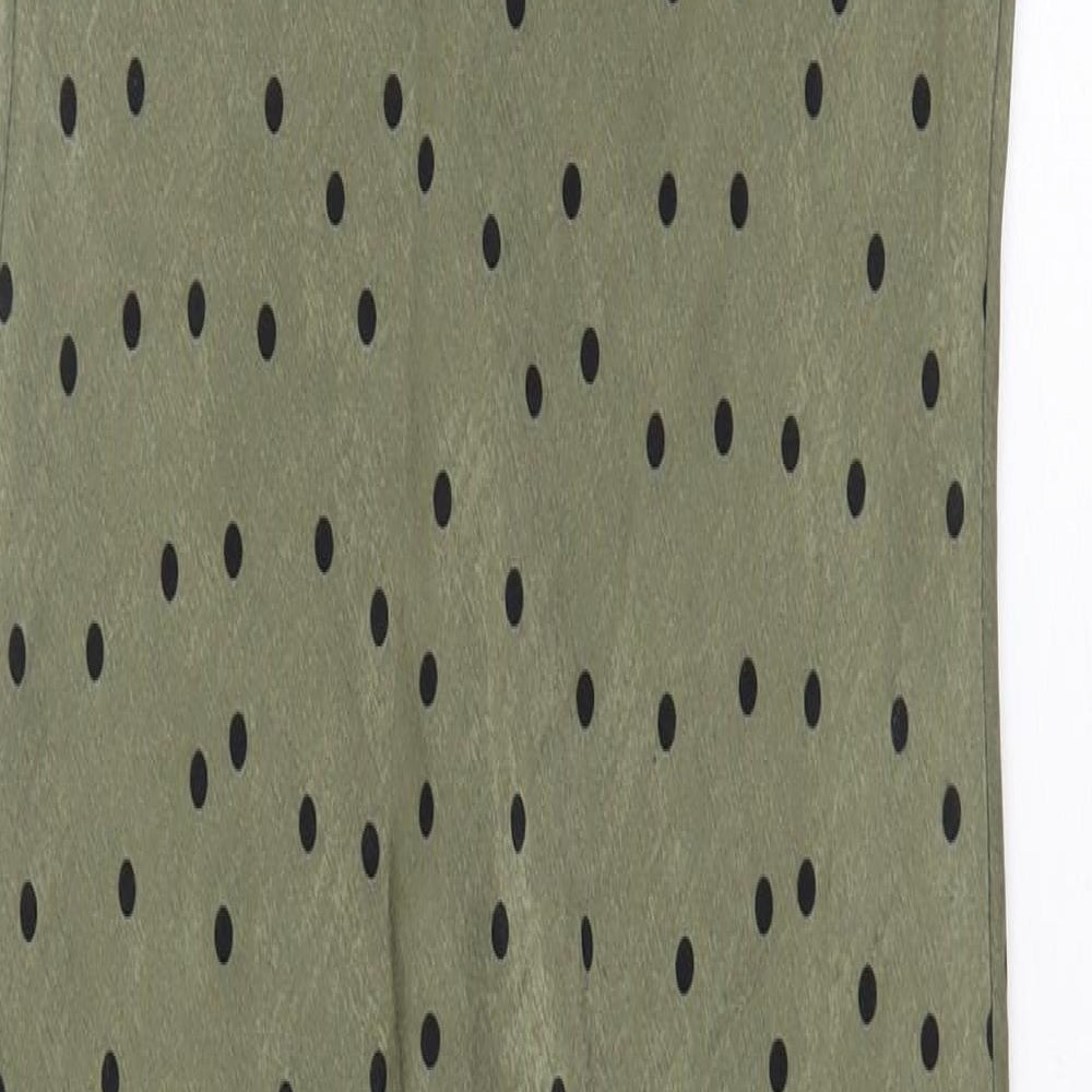 Zara Womens Green Polka Dot Polyester Maxi Size XS V-Neck Pullover