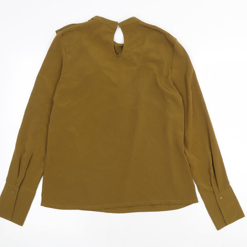 H&M Womens Green Polyester Basic Blouse Size 6 Round Neck
