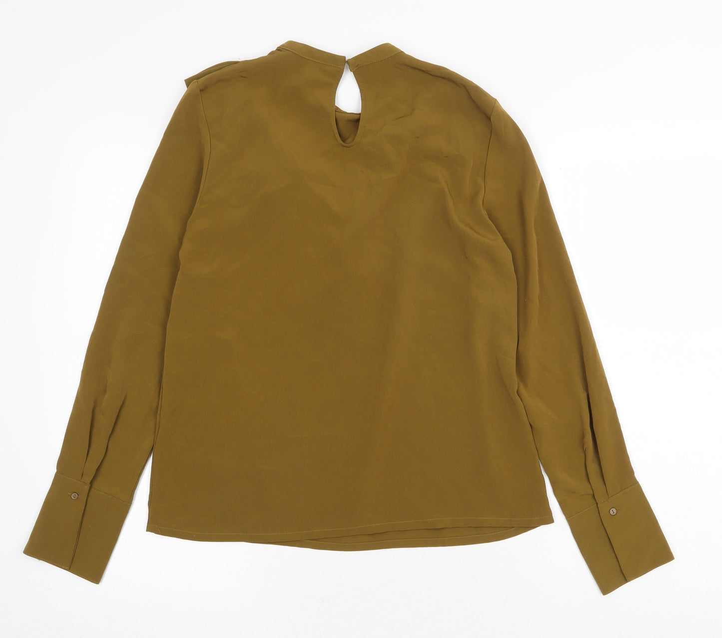 H&M Womens Green Polyester Basic Blouse Size 6 Round Neck